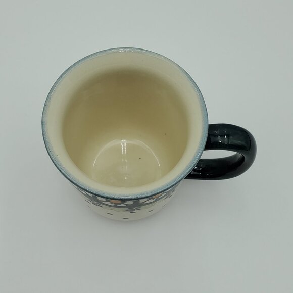 Wiza Polish Pottery Green Daisy Mug Daisy Chain White Flowers Blue Dots Mug - Picture 3 of 6